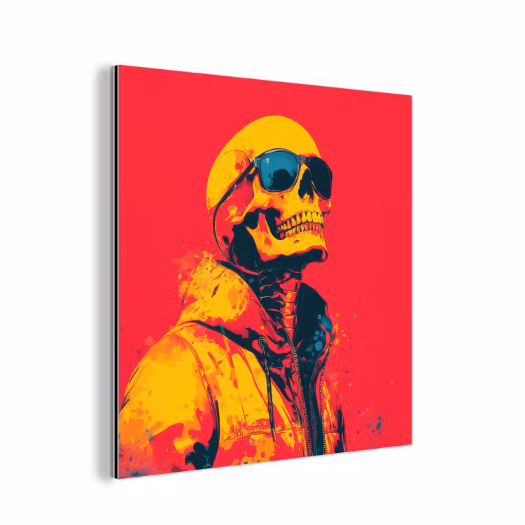 Zonnebril - Schedel - Jas - Rood aluminium wit klein -3d