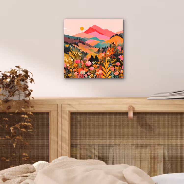 Zonsondergang - Bergvallei - Contrast aluminium wit klein -sfeer3