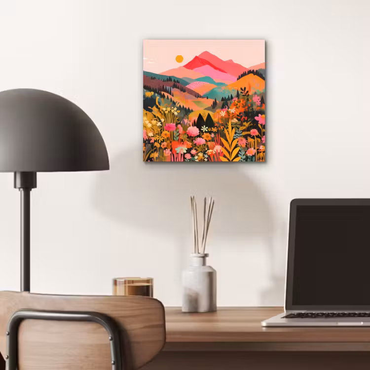 Zonsondergang - Bergvallei - Contrast aluminium wit klein -sfeer5