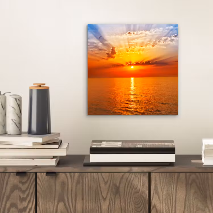 Zonsondergang - Zee - Lucht - Oranje - Horizon - Water aluminium wit klein -sfeer1