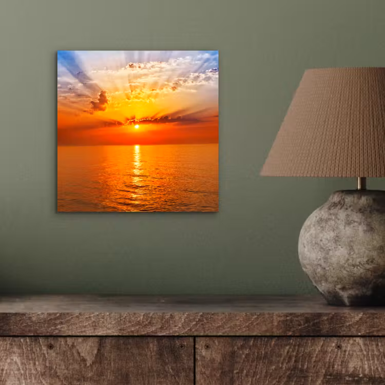 Zonsondergang - Zee - Lucht - Oranje - Horizon - Water aluminium wit klein -sfeer2
