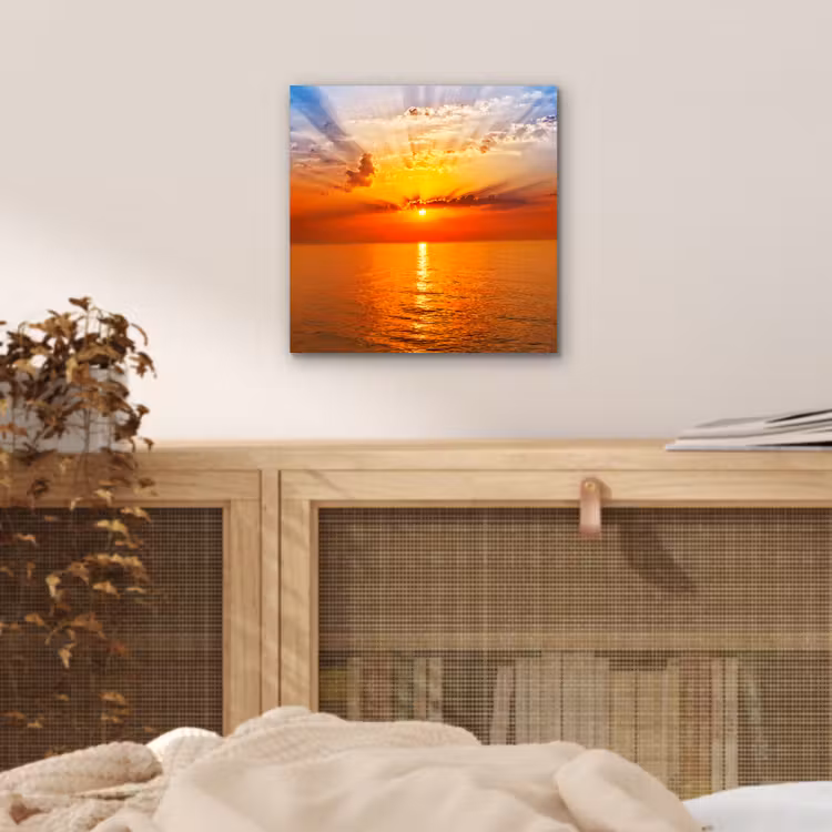 Zonsondergang - Zee - Lucht - Oranje - Horizon - Water aluminium wit klein -sfeer3