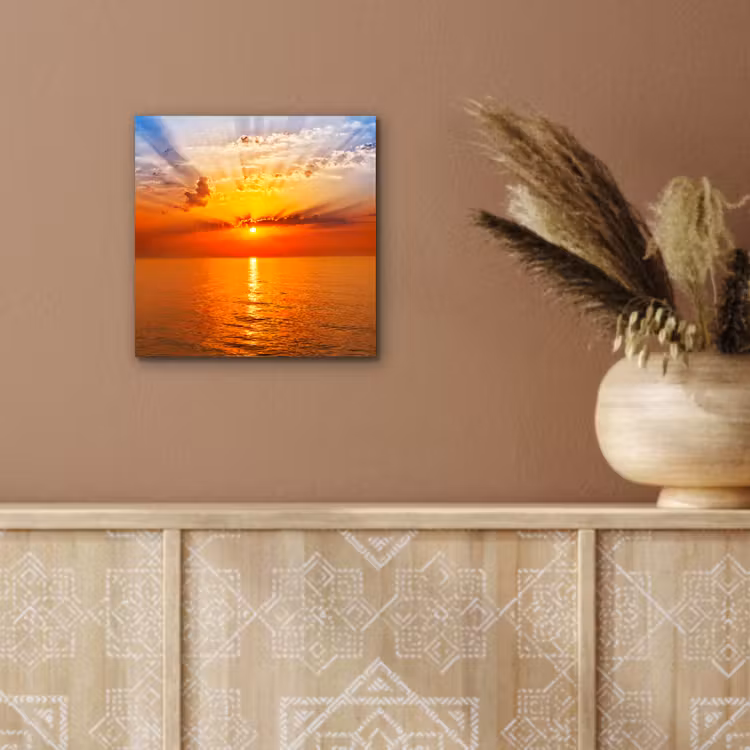 Zonsondergang - Zee - Lucht - Oranje - Horizon - Water aluminium wit klein -sfeer4