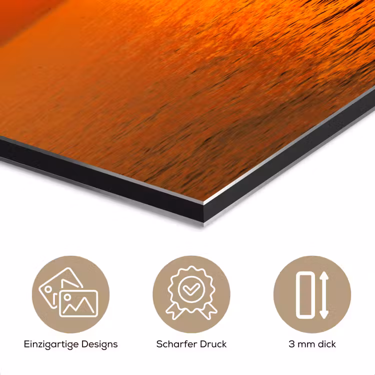 Zonsondergang - Zee - Lucht - Oranje - Horizon - Water aluminium wit klein -closeup_DE