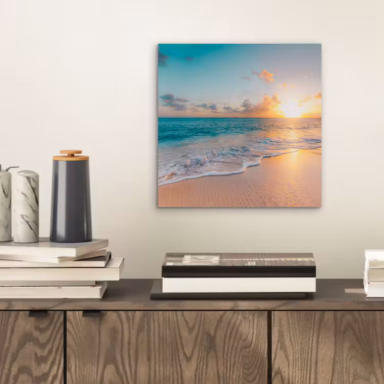 Zonsondergang - Strand - Zee - Zomer - Blauw aluminium wit klein -sfeer1