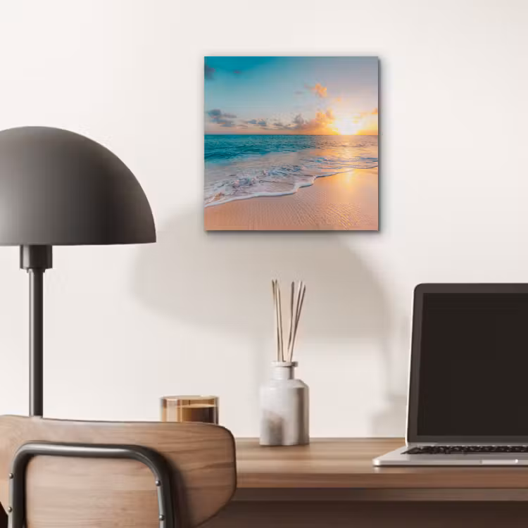 Zonsondergang - Strand - Zee - Zomer - Blauw aluminium wit klein -sfeer5