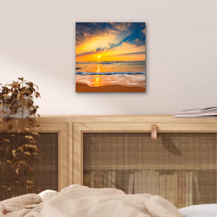 Zonsondergang - Strand - Zee - Wolken - Oranje aluminium wit klein -sfeer3