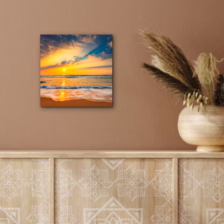 Zonsondergang - Strand - Zee - Wolken - Oranje aluminium wit klein -sfeer4