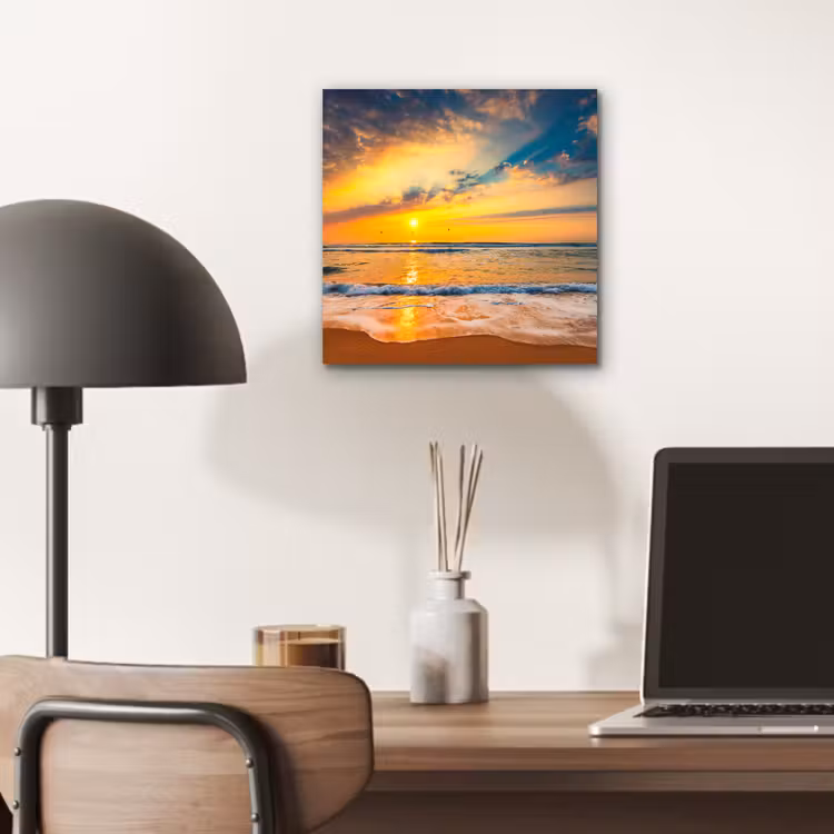 Zonsondergang - Strand - Zee - Wolken - Oranje aluminium wit klein -sfeer5