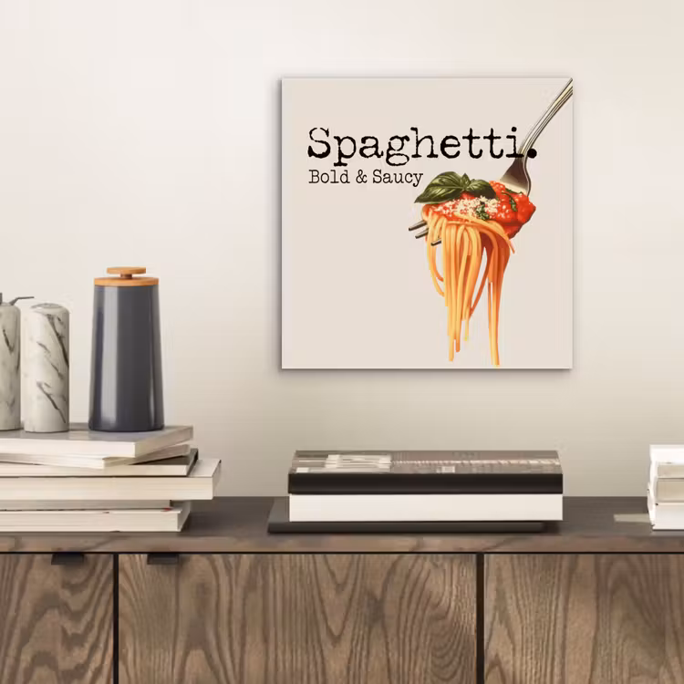 Spaghetti - tomatensaus - Parmezaanse kaas aluminium wit klein -sfeer1