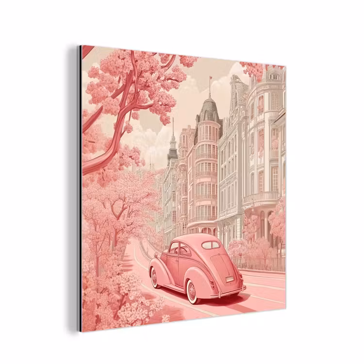 City - Car - Pink aluminium wit klein -3d