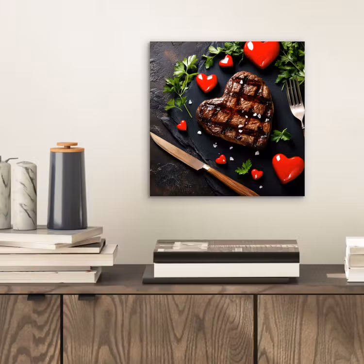 Steak - Hart - Bestek aluminium wit klein -sfeer1