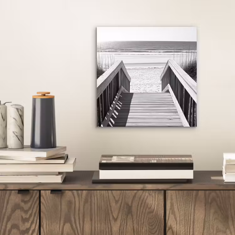 Loopbrug - Hout - Strand - Zee aluminium wit klein -sfeer1