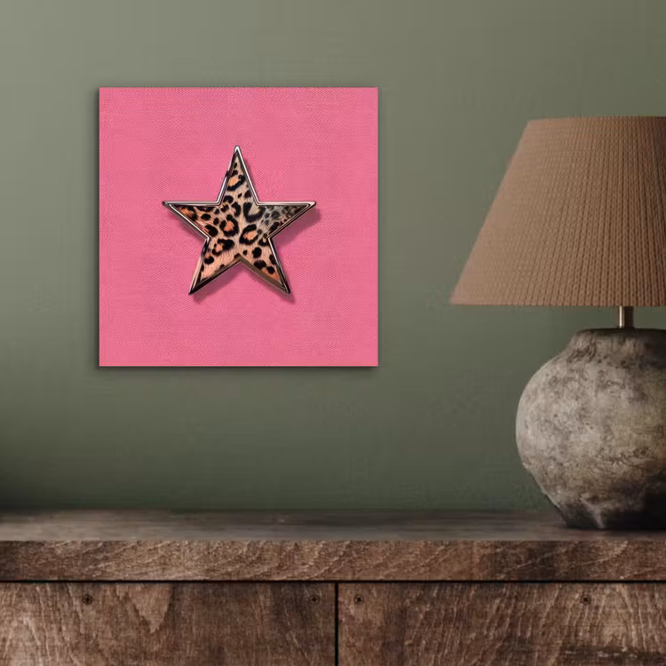 Ster - Luipaard - Print - Roze aluminium wit klein -sfeer2