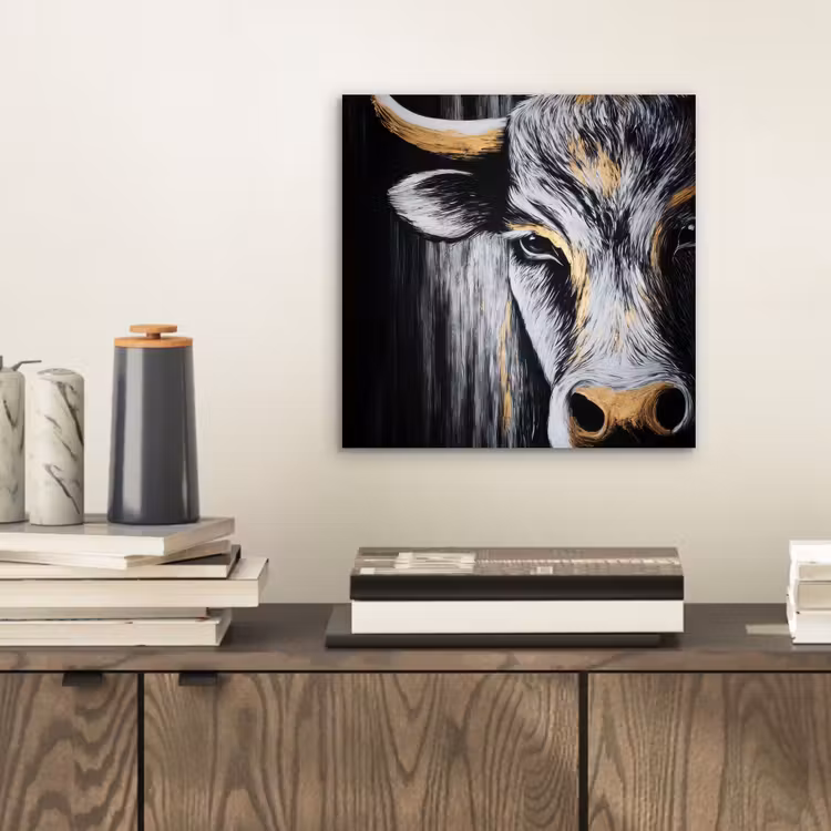Stier - Hoorns - Snuit - Goud aluminium wit klein -sfeer1