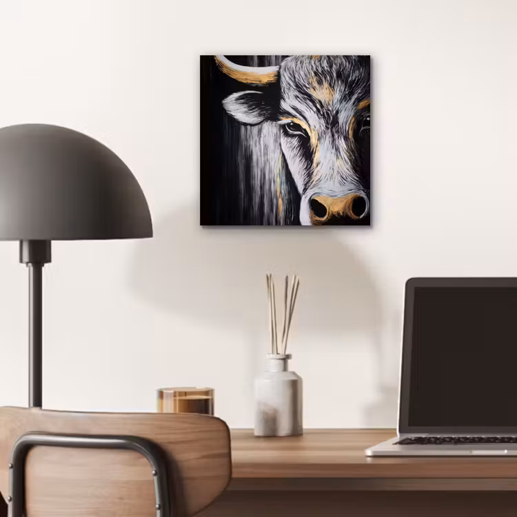 Stier - Hoorns - Snuit - Goud aluminium wit klein -sfeer5