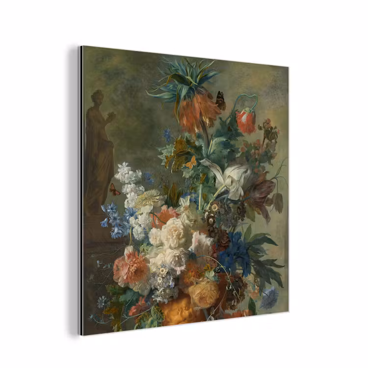 Stilleven met bloemen - Schilderij van Jan van Huysum aluminium wit klein -3d