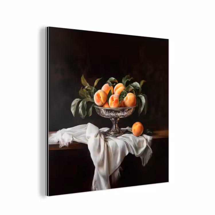 Stilleven - Perziken - Vintage aluminium wit klein -3d