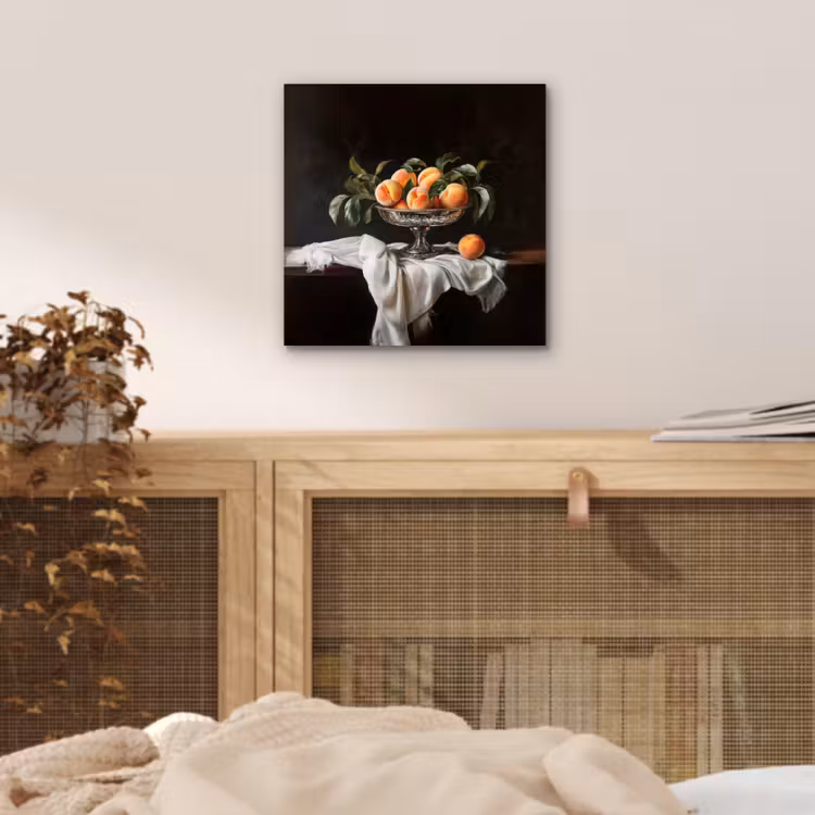 Stilleven - Perziken - Vintage aluminium wit klein -sfeer3