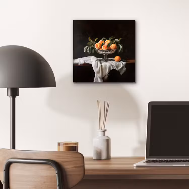Stilleven - Perziken - Vintage aluminium wit klein -sfeer5