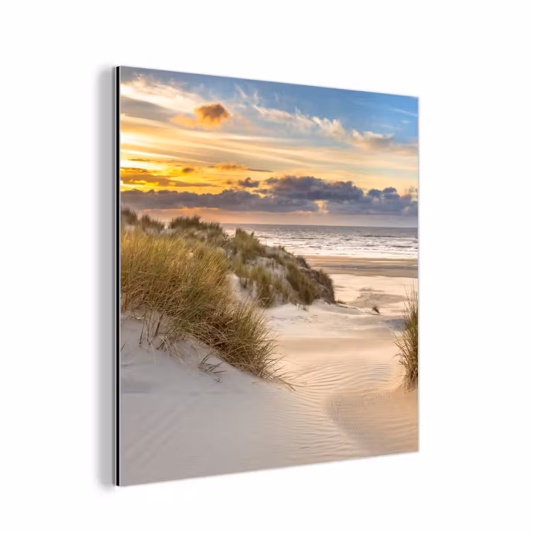 Strand - Duin - Gras - Zonsondergang - Zee aluminium wit klein -3d