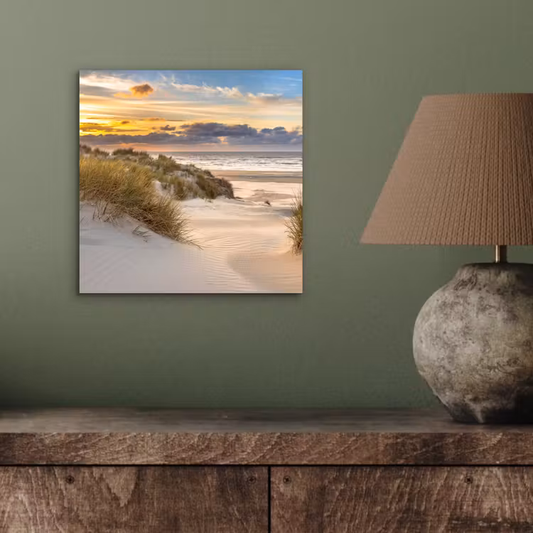 Strand - Duin - Gras - Zonsondergang - Zee aluminium wit klein -sfeer2