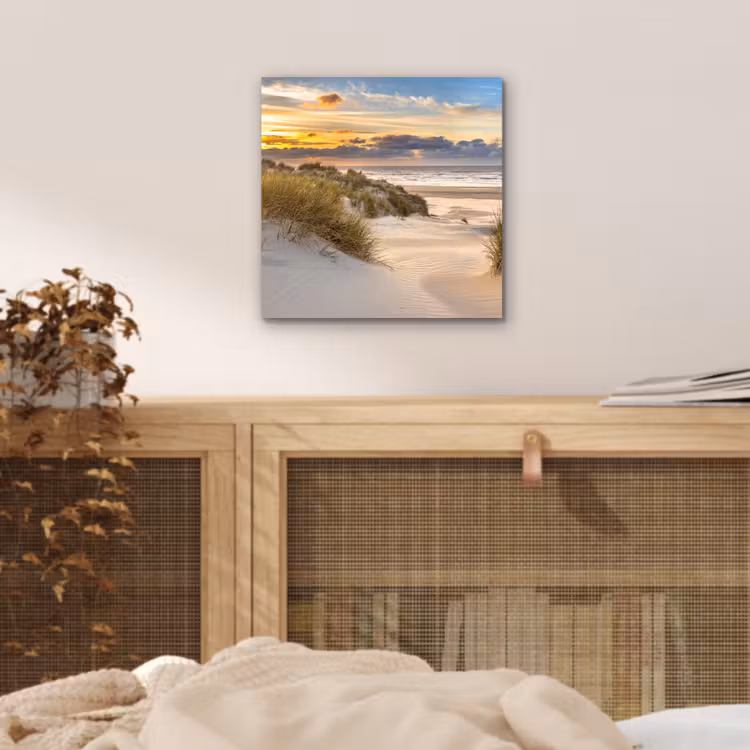 Strand - Duin - Gras - Zonsondergang - Zee aluminium wit klein -sfeer3