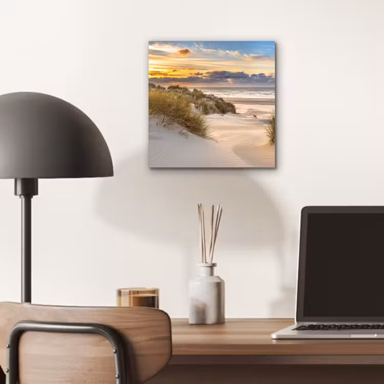 Strand - Duin - Gras - Zonsondergang - Zee aluminium wit klein -sfeer5