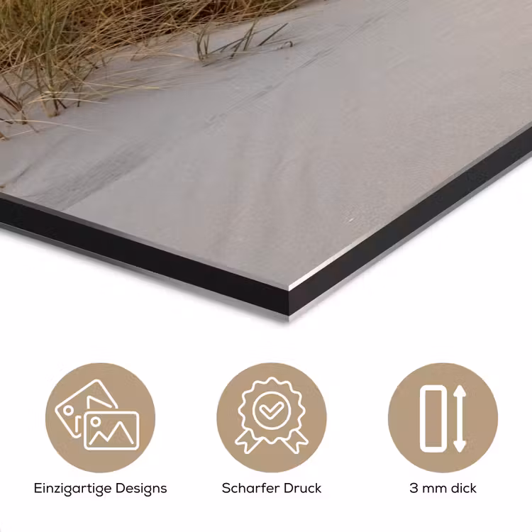 Strand - Duin - Gras - Zonsondergang - Zee aluminium wit klein -closeup_DE