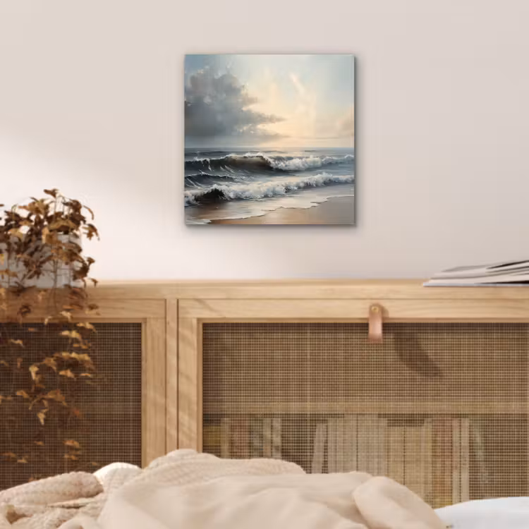 Strand - Zee - Zonsondergang aluminium wit klein -sfeer3