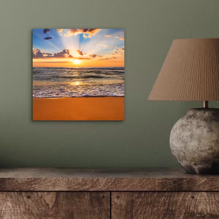 Strand - Zonsondergang - Zee - Wolken - Horizon aluminium wit klein -sfeer2