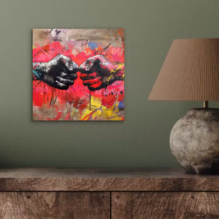 Street art - Handen - Graffiti - Kunst - Banksy aluminium wit klein -sfeer2