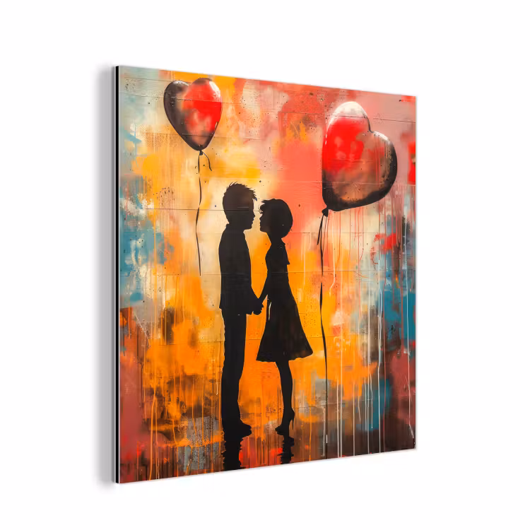 Street art - Liefde - Graffiti - Kunst - Banksy aluminium wit klein -3d