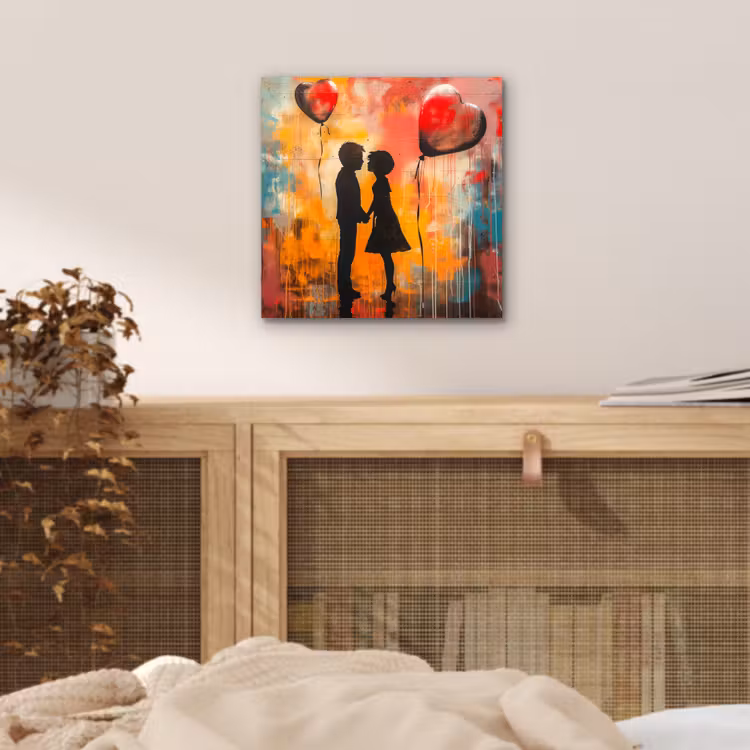 Street art - Liefde - Graffiti - Kunst - Banksy aluminium wit klein -sfeer3