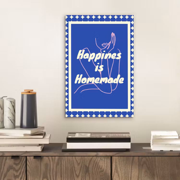 Lijntekening - Vrouw - Quote - Blauw aluminium wit klein -sfeer1