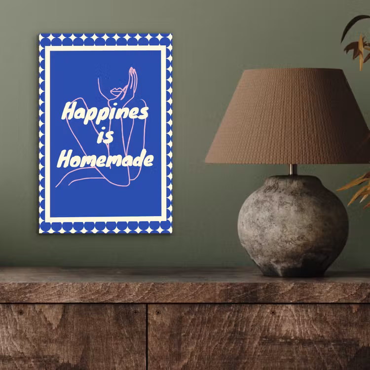 Lijntekening - Vrouw - Quote - Blauw aluminium wit klein -sfeer2