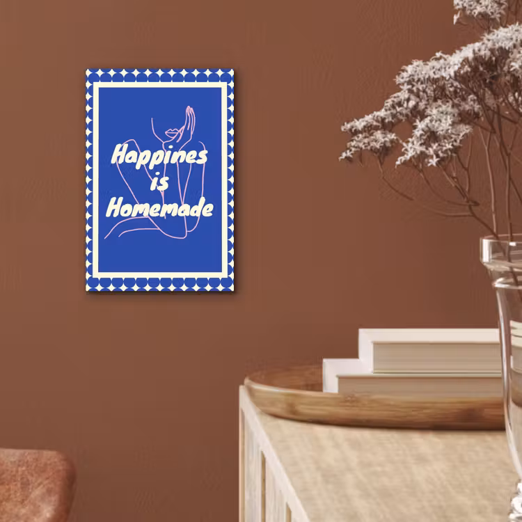 Lijntekening - Vrouw - Quote - Blauw aluminium wit klein -sfeer4