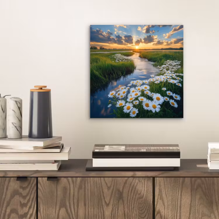 Beekje - Landschap - Margriet aluminium wit klein -sfeer1