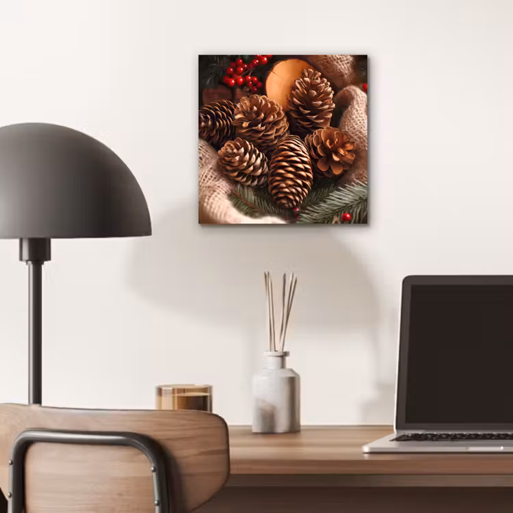Dennenappels - Boom - Winter - Natuur - Bruin aluminium wit klein -sfeer5