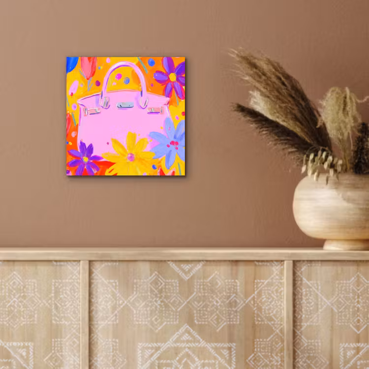 Tas - Roze - Bloemen aluminium wit klein -sfeer4
