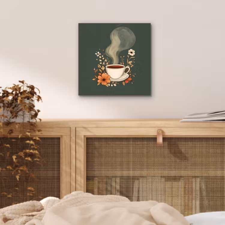 Kop - Bloemen - Groen - Koffie aluminium wit klein -sfeer3