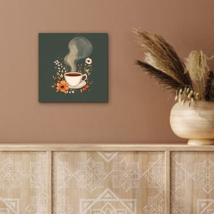 Kop - Bloemen - Groen - Koffie aluminium wit klein -sfeer4