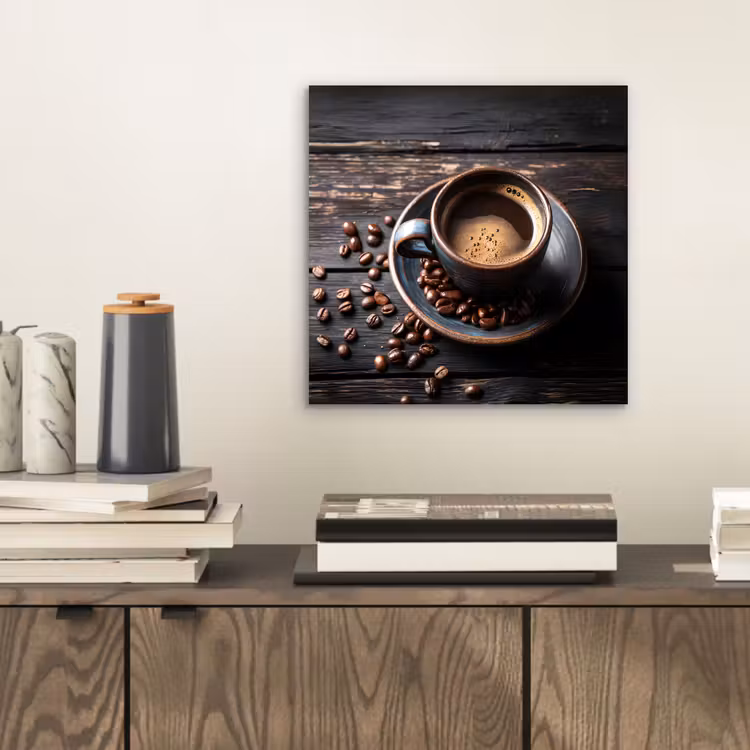 Kop - Koffie - Hout - Bonen aluminium wit klein -sfeer1