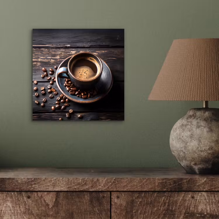 Kop - Koffie - Hout - Bonen aluminium wit klein -sfeer2
