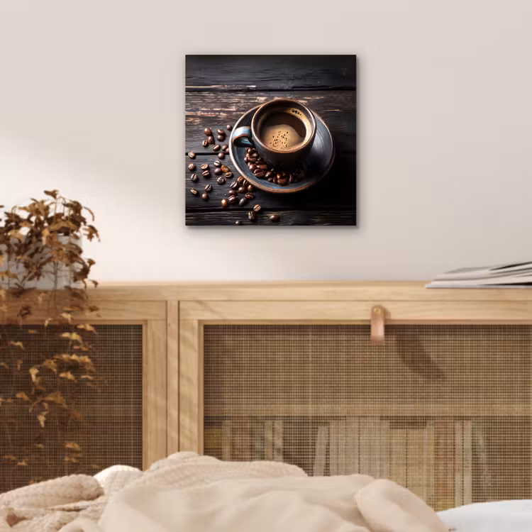 Kop - Koffie - Hout - Bonen aluminium wit klein -sfeer3