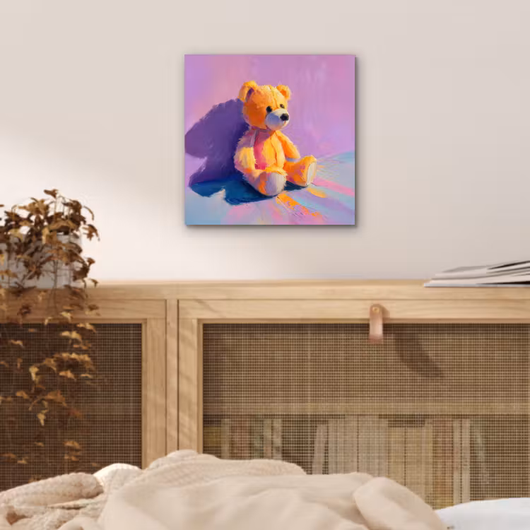 Teddybeer - Schaduw - Penseelstreken - Paars aluminium wit klein -sfeer3