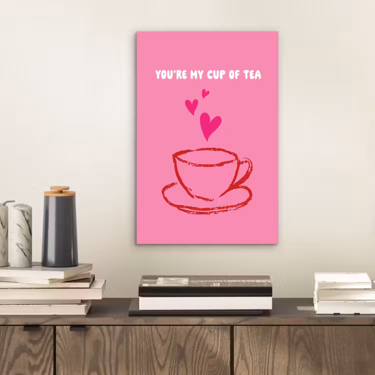 Thee - Roze - Valentijn - Tekst aluminium wit klein -sfeer1
