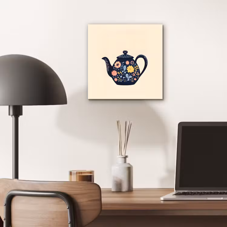 Theepot - Kleurrijk - Bloemen aluminium wit klein -sfeer5