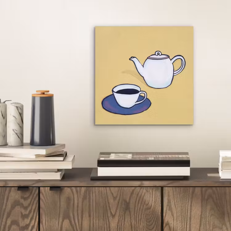 Theepot - Kopje - Beige - Illustratie aluminium wit klein -sfeer1