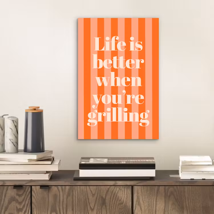 Tekst - Gestreept - Oranje - Zomer aluminium wit klein -sfeer1